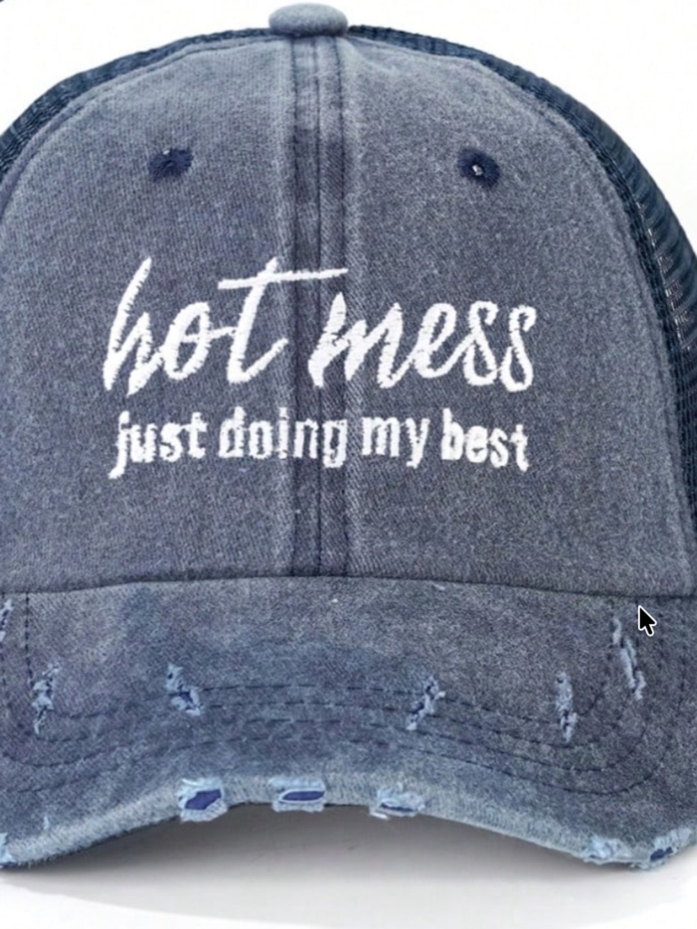 Hot Mess, Just doing my Best Graphic Embroidered Baseball Ponytail Cap - Picture 7 of 9